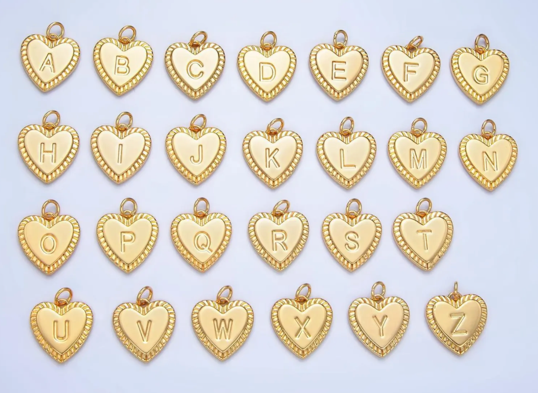 Heart Initial Charm