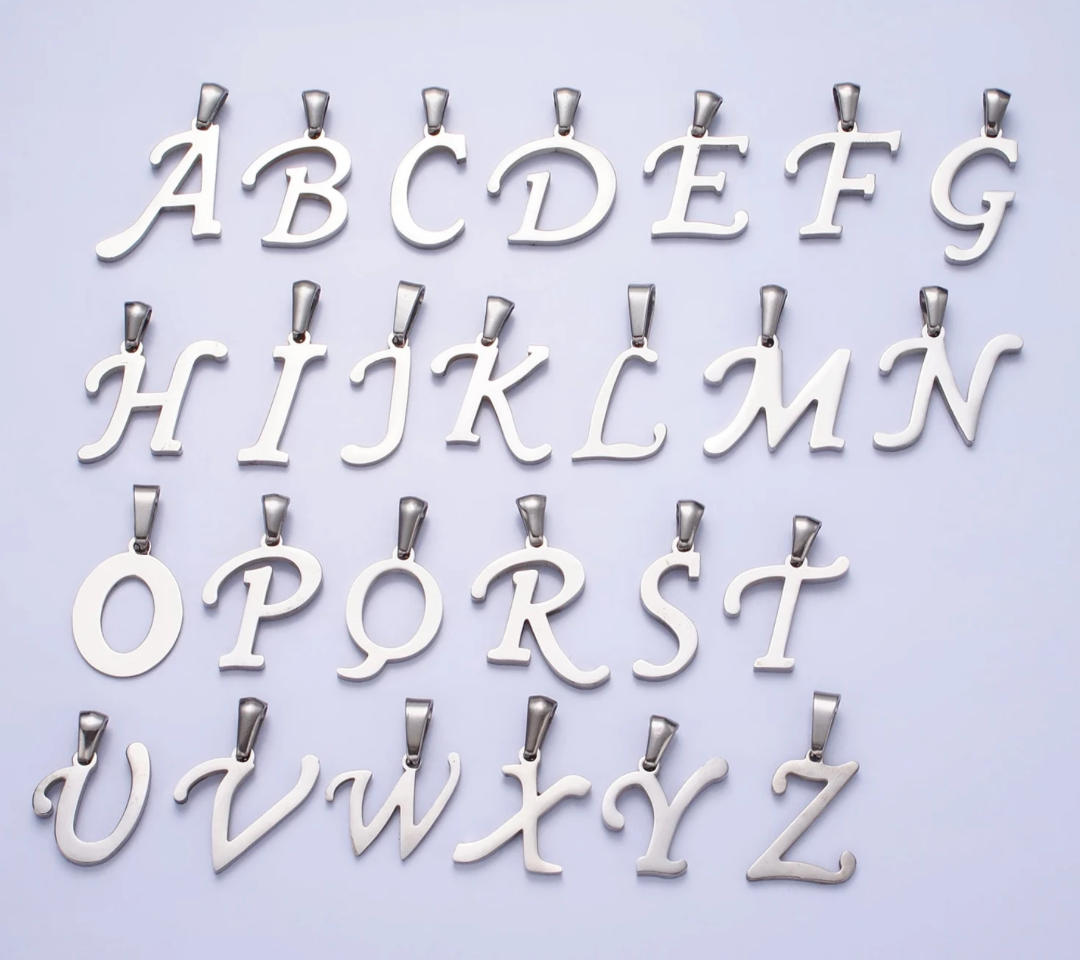 Stainless Steel Script Initial