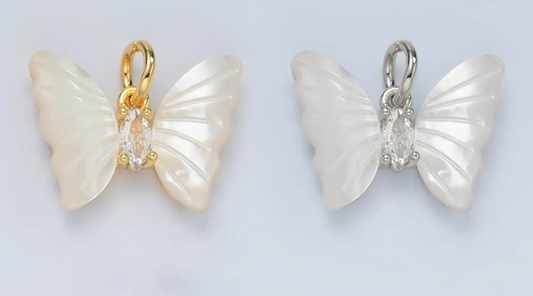 Shell Pearl Butterfly Charm